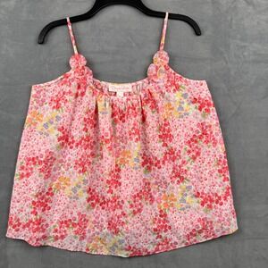 Oscar de la Renta Pink Label Floral Tank Top Summer Blouse‎ Spaghetti Strap